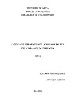 Esszék 'Language Situation and Language Policy in Latvia and in Lithuania', 1.                