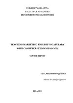 Kutatási anyagok 'Teaching Marketing English Vocabulary With Computers Through Games', 1.                