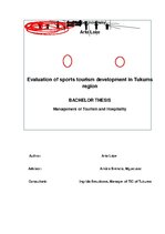 Záródolgozatok 'Evaluation of Sports Tourism Development in Tukums Region', 1.                