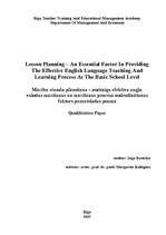 Záródolgozatok 'Lesson Planning - an Essential Factor in Providing the Effective English Languag', 1.                