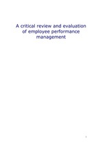 Összefoglalók, jegyzetek 'A Critical Review and Evaluation of Employee Performance Management', 1.                