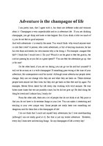 Esszék 'Adventure is the Champagne of Life', 1.                