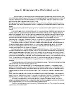 Esszék 'How to Understand the World We Live in', 1.                