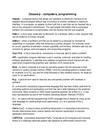Összefoglalók, jegyzetek 'Glossary - Computers, Programming', 1.                