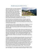 Esszék 'Breathtaking Place Machu Picchu', 1.                