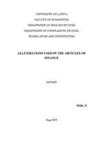 Kutatási anyagok 'Alliterations Used in the Articles of Finance', 1.                