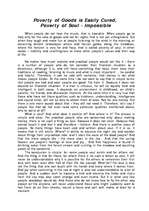 Esszék 'Poverty of Goods is Easily Cured, Poverty of Soul - Impossible', 1.                