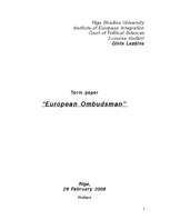 Kutatási anyagok 'European Ombudsman', 1.                