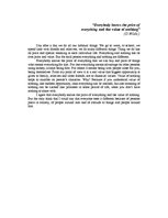 Esszék 'Everybody Knows the Price of Everything and the Value of Nothing', 1.                