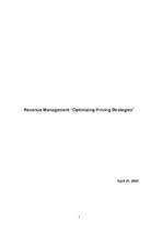 Kutatási anyagok 'Revenue Management "Optimizing Pricing Strategies"', 1.                