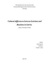Kutatási anyagok 'Cultural Differences Between Latvians and Russians', 1.                