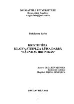 Záródolgozatok 'Christianity in C.S.Lewis’ Work "The Chronicles of Narnia"', 2.                