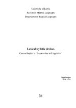 Összefoglalók, jegyzetek 'Lexical Stylistic Devices', 1.                