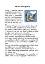 Esszék 'Television for and against', 1.                