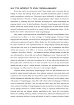 Esszék 'Why It is important to Study Foreign Languages?', 1.                