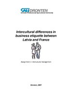 Kutatási anyagok 'Intercultural Differences in Business Etiquette Between Latvia and France', 1.                